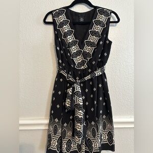 Anna Sui for Target Silk Belted Wrap Black & Cream Dress size Small
